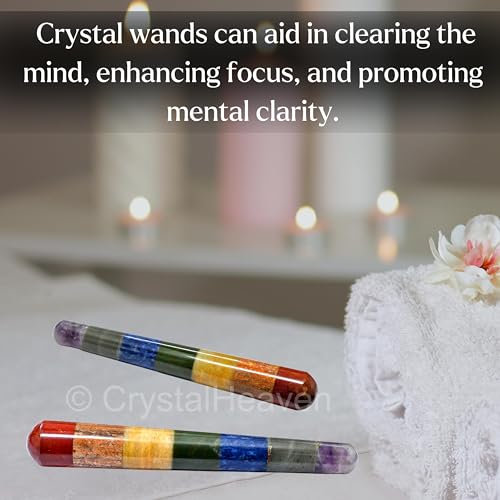 Image of Large Chakra Crystal Wand - Smooth Crystal Wand for Energy Healing, Chakra Balancing, Meditation and Home Decor - Crystals and Healing Stones for Gift