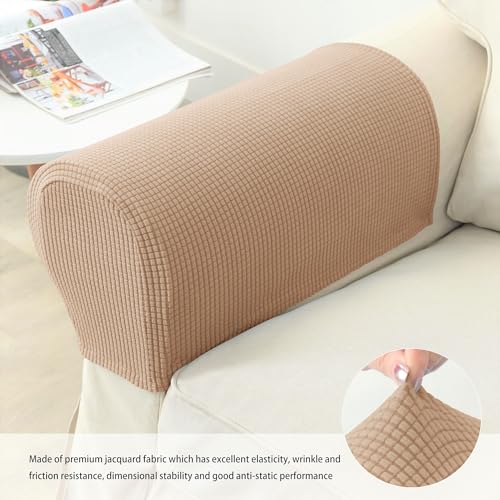 GEOCANG Armchair cover, Set of 2 non-slip armchair, sofa armrest protector, for furniture protector (Sand) - Image 3