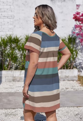 Image of Alaster Women's Casual Summer T Shirt Dress Loose Short Sleeve Tunic Dress with Pocket for Women