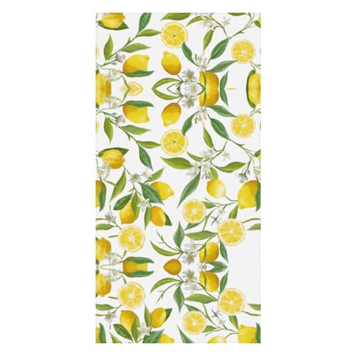 JiuPopular Toalla de playa, toalla de baño de limón amarillo, toalla de piscina, ideal para gimnasio, natación, 80 x 160 cm
