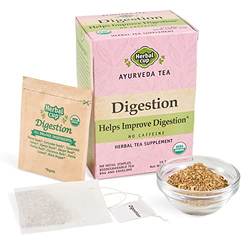 Herbal Cup Ayurveda Balanced Tea, Organic Health & Body Focused Teas, No Caffeine Herbal Supplement (Digestion, 16 Count (Pack of 1))