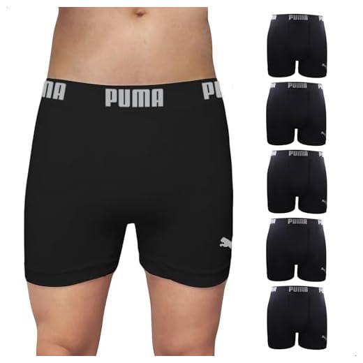 PUMA Kit 5 Cuecas Boxer Puma Sem Costura Microfibra Elástico 40mm Masculino, 5 Preto, GG