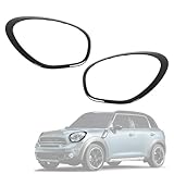 HECASA Pair Headlight Bezel Compatible with 2011-2016 Mini Cooper Countryman 2013-2016 Mini Cooper Paceman Front Headlamp Door Cover Trim Painted Gloss Black - Driver & Passenger Side