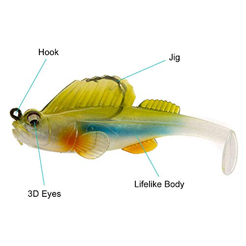 Isca de pesca, Andoer Isca macia de pesca Jig Hooks iscas Swimbaits Acessórios de pesca chumbada par