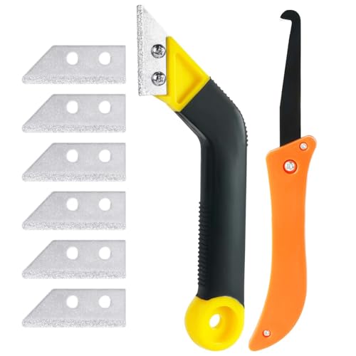 flintronic Fugenentferner Werkzeug, Fliesenfugen-Handsäge, Abgewinkelter Fugenreiniger, Fugenkratzer Unkraut,Fliesen Gelenkwerkzeug,Fliesen fugen Handsäge mit 10 Ersatzklingen für die Fliesenreinigung