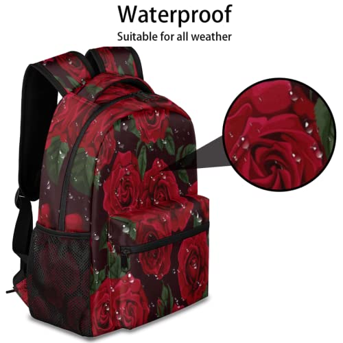 Red Rose Backpack for Men Women Kids, Flower Floral School Bag Travel Hiking Dayback Large College Bookback Laptop Bag for Girls Boys Student4