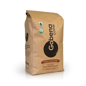 Gobena Coffee 5lb Fair Trade Organic Certified Nicaraguan Ground Dark Roast,100% Arabica Specialty Coffee, 80 ounces, 5 pounds, Bulk