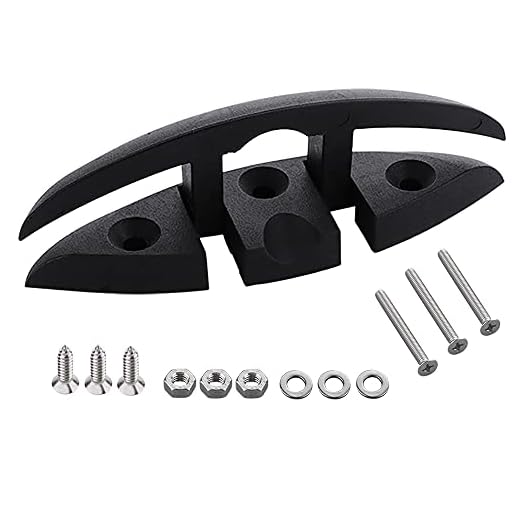 VTurboWay 5" Folding Cleat, Flip-up Dock Cleat w' Long Screws and Short Screws(M6). Marine Grade Nylon, Black