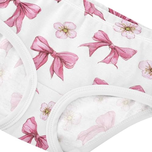 Wusikd Pink Bows Flowers Girls' Underwear Cotton Girls Briefs Soft Toddler Underwear 2T4
