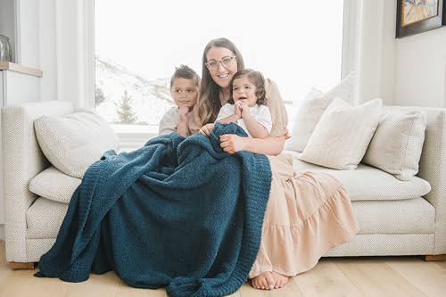 Image of Saranoni Bamboni Luxury Throw Blanket | Oversized Super Soft Plush Home Decorative Comfy Blankets for Couch or Bed | Nautical Blue - X-Large 60 inch x 80 inch