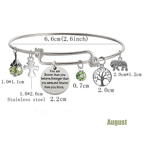 Image of inchYou Are Braver Than You Believe Stronger Than You Seem and Smarter Than You Think Inspirational Bracelet Expandable Bangle for Women