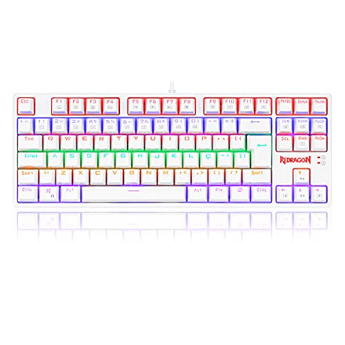 Teclado Mecânico Gamer Redragon Daksa Lunar White Iluminação Rainbow Switch K576W-R, Branco