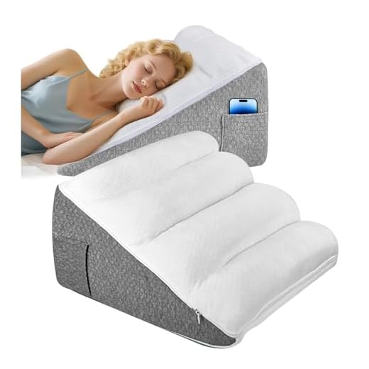 Nastopee 3-in-1 Cuscino Antireflusso Adulti - Set Wedge Ortopedico - Cuscino Triangolare Pieghevole in Schiuma Memory Regolabile per Supporto a Gamba, Apnea, Sollievo dal Dolore, Reflusso