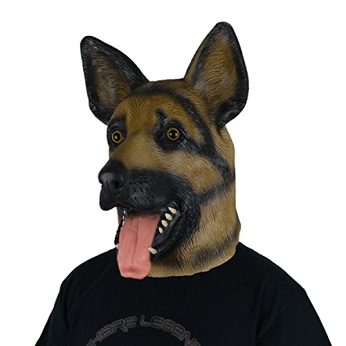 LarpGears Halloween Costume Party Latex German Shepherd Dog Head Mask
