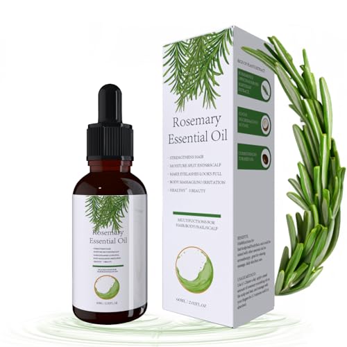 Aceite de Romero Para el Cabello, Natural Rosemary Oil Hair Growth, Rosemary Oil Para Mujeres y Hombres, Nutre el Cuero Cabelludo y Estimula el Crecimiento del Cabello (60ML)