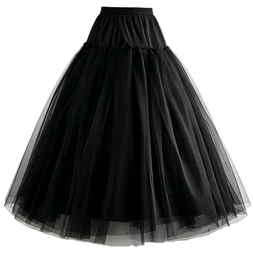 Image of RULTA Women's A-line 3-layer skirt Hoopless Petticoat Crinoline Underskirt Slips under dress for wedding dress Prom Dress