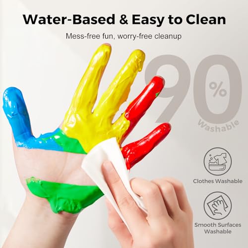 image for Jar Melo Washable Finger Paints for Toddlers, 10 Colors Large Capacity