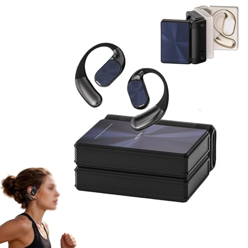 Genérico Ear Buds - Headphones Bluetooth with Dual-Fold Design, 2026 New Dual Fold Earbuds, Open Ear Wireless Dual Fold Earbuds, for Running, Working, Studying (Black)