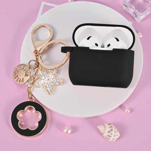 Image of VISOOM Airpods 4 Cases 2024 Cover Women Anti-Drop Silicone iPods 4 Earbuds Wireless Accessorie Charging Cases Girl Bling Keychain for Airpod iPods 4th Generation