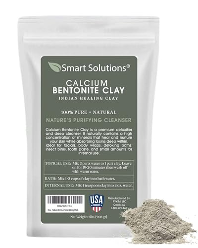 SMART SOLUTIONS Calcium Bentonite Clay, 2 lb Pure Indian Healing Clay - All Natural for External Use | DIY Facial Treatments, Deodorants, Hair Masks