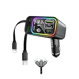 PDMAX 107W 車 充電器 4-in-1 シガーソケット 【巻き取り式・USB-C＆Lightning 】4台同時に急速充電 カーチャージャー レインボー LEDライト搭載 iPhone 16 15 14 Pro iPad Air Galaxy 24 Xiaomi 14T Pro、Xperia 対応 12V-24V 対応