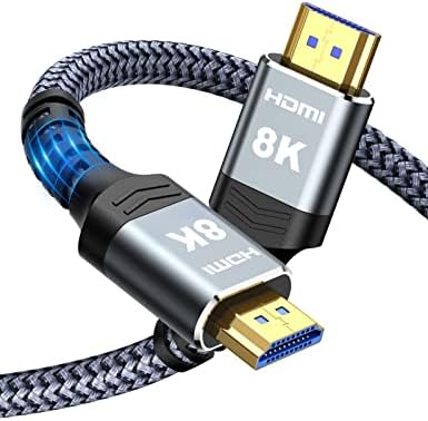 Highwings Long 8K Fiber Optic HDMI Cable 50 FT, 2.1 Unidirectional 48Gbps Ultra High-Speed Slim HDMI Braided Cord 8K60Hz 4K120Hz HDR/eARC HDCP 2.2/3D Compatible for PS5 and DVD Player