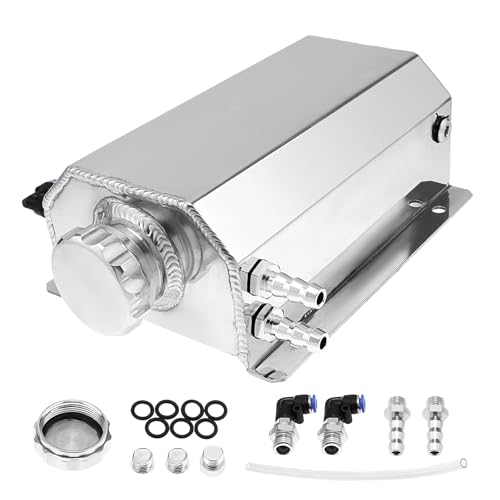 DriSentri Radiator Overflow Tank 2L Coolant Overflow Tank Universal Coolant Reservoir Tank Polished Aluminum Reservoir Expansion Tank Overflow Tank, Silver