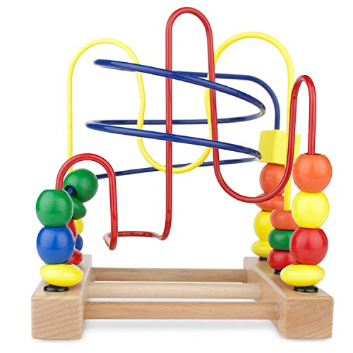 Developmental Wooden Bead Maze Game - Classic Early Childhood Toy For Improving Fine Motor Skills, Color & Shape Recognition, And Hand-Eye Coordination - Features 3 Mixed And Fun Roller Coaster Tracks #TOP22