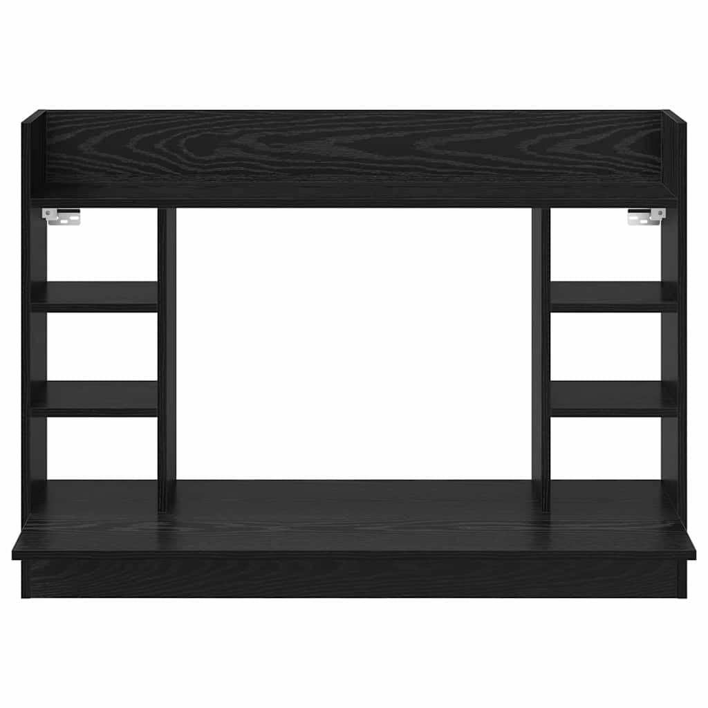 Wandtisch Schwarz Eichen-Optik 105 x 48 x 75 cm Holzwerkstoff mit integrierten Regalen für platzsparendes Home-Office und Moderne Büroorganisation