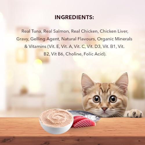 Image of Meat Up Adult Cat Wet Food 16 Pouches x 50g, Total 800g | Real Tuna in Gravy | Supports Heart & Vision Health | Strong Bones & Teeth | Natural Flavours | Organic Minerals & Vitamins