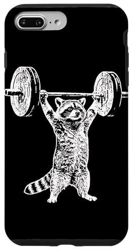 Vintage Retro Weight Lifting Gym Raccoon Deadlift Funny Case for iPhone 7 Plus/8 Plus