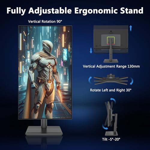 Z-Edge AGEX 27 Inch QHD Gaming Monitor 144Hz 2K 2560x1440 Fast IPS MPRT 1ms LED-monitor, 350 cd/m², FreeSync, HDR10, DP & HDMI, Hoogteverstelbaar, Kantelbaar, Draaibaar, Pivot, Zwart - Afbeelding 6