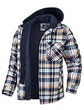 MAGCOMSEN Fleece Lined Flannel Shirt for Men Hoodie Flannel Jacket Plaid Jacket Winter Jackets for Men Quilted Jacket Winter