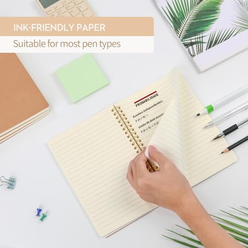 VEESUN Notizblock A5 Liniert 4 Stück: Notizbuch 80 Blatt/160 Seiten Spiralblock Kraft Cover Block Skizzenblock Tagebuch Spiralbindung Geschenk fur College Büro Zurück zur Schule