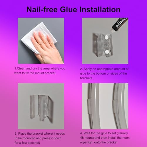 Image of Neon Rope Light Mounting Brackets, Clear Fixing Clips with Screws and Nail-Free Glue, for 8x16mm RGB+IC WiFi LED Rope Light, Neon Signs DIY(20Clips, 20Screws)