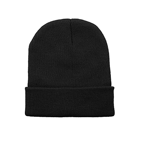Zando Beanie for Men Women Cuffed Cap Soft Slouchy Beanie Winter Knit Hats Fisherman Beanie Skull Cap Unisex Daliy Beanie Cancer Headwear Black One Size