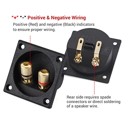 image for Facmogu 2PCS 2.2 Inch Square 2-Way Speaker Box Terminal Cup with Banan