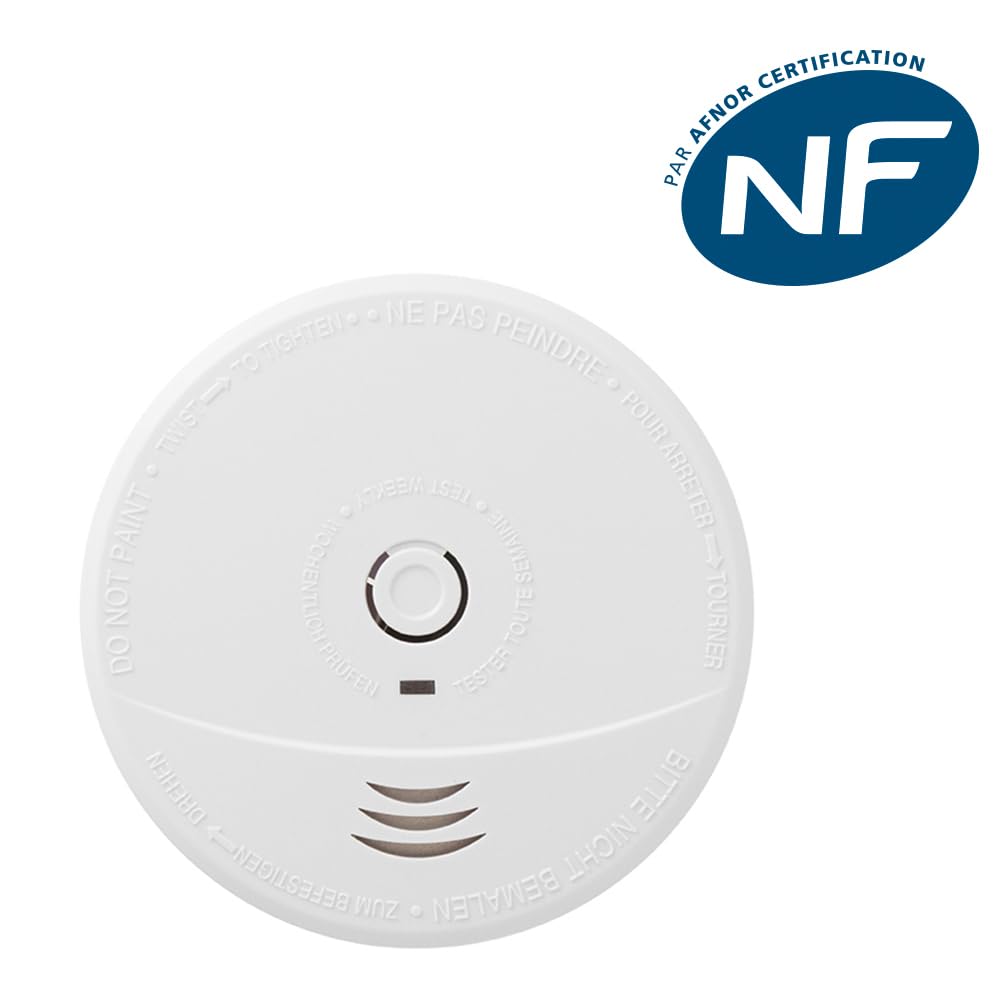 EVACUATE - Lot De 4 Détecteurs De Fumée NF - Supports Aimantés Fixation