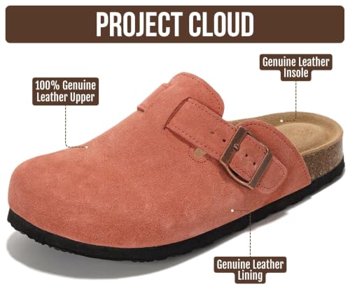 Image of Project Cloud 100% Genuine Leather Slip-ons Footbed Clogs for Women Sandals | Memory Foam Arch Support Slippers for Women; Trendy Slip-ons Women's Mules & Clogs Sandals; Non-Slip Outsole for comfort.