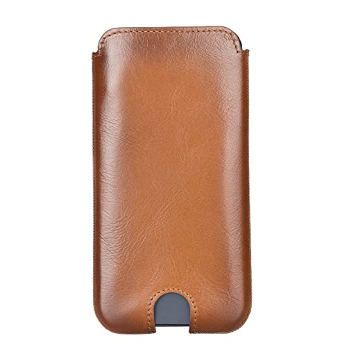 Bayelon Leather Sleeve Multi Slim Case For Iphone 14 Pro Max, 14 Plus, 13 Pro Max, 12 Pro Max, Samsung Galaxy S22 Plus, Google Pixel 6 Pro, Full Grain Leather Wallet Case With Card Slots (Rustic Tan) #TOP1