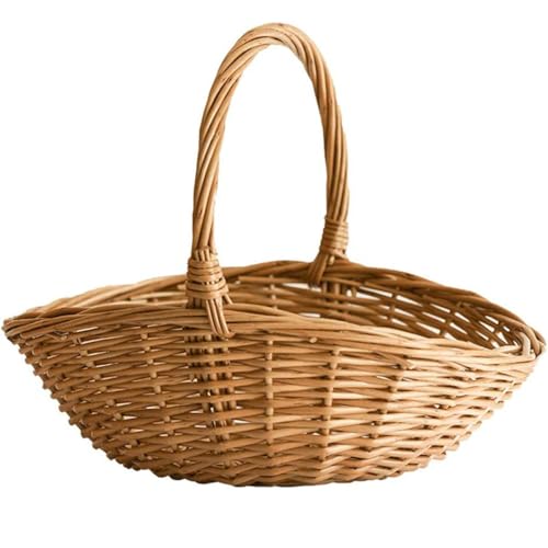 Natural Woven Willow Picnic Basket with Handle...