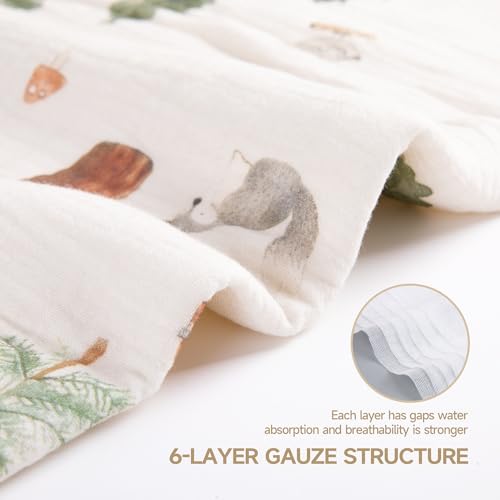 Image of Toddler Bath Towel - Soft Muslin Baby Towel with Hood 25x51 Inches - Absorbent Hooded Bath Towel for Infant & Toddler 0-4 Years - Cute Animal Beach Towel (Forest Squirrel)