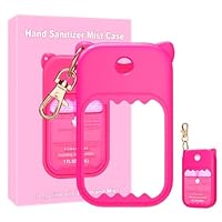 Hand Sanitizer Spray Case for Touchland Silicone Touchland Case Keychain Cute Hand Sanitizer Spray Holder Compatible with Touchland Power Mist Gentle Mist Glow Mist, Rose Red