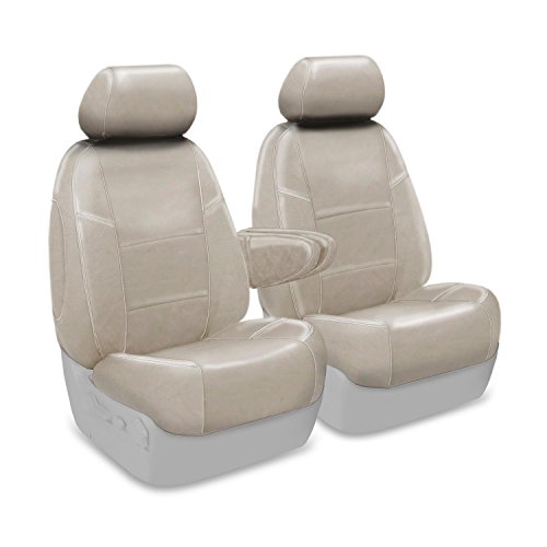 Coverking Custom Fit Front 50/50 Bucket Seat Cover for Select Lexus GX470 Models - Premium Leatherette Solid (Cashmere) #1