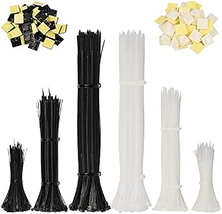 700 Pack Cable Zip Ties, Self-Locking Zip Tie Heavy Duty, Assorted Sizes 4+8+12 Inch Cable Zipties, Durable Cord Management for Home Office Garage and Workshop (Black/White)