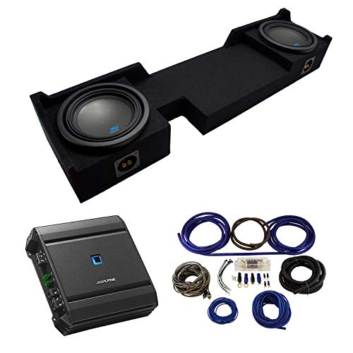 Compatible with 2004-2008 Ford F-150 Ext Super Cab Truck Alpine Type S S-W10D2 Dual 10" Sub Box Enclosure with S-A60M Amplifier & 4GA Amp Kit