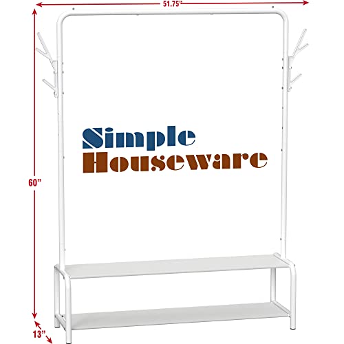Simple Houseware Garment Rack with Storage Shelves and Coat/Hat Hanging