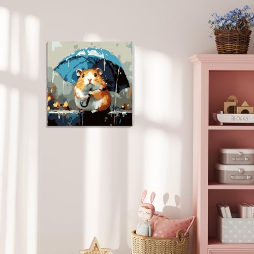 Malen Nach Zahlen Kinder, Tiere Malen Nach Zahlen ab 5 6 7 8 9 10 11 12 Jahre Mädchen und Junge, Farbiges Leinwand Acrylfarben DIY Ölgemälde Set zur Heimdekoration mit Box und Staffelei 20x20cm