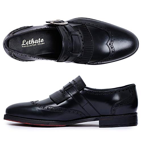 Image of Lethato Men's Wingtip Brogue Kiltie Monk Strap Loafer Dress Shoes
