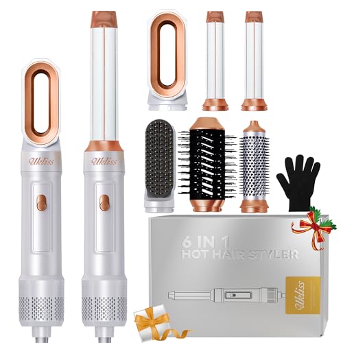 Sèche Cheveux & Air Styler Pro, UKLISS Airbrush 6 en 1 avec 1000W Seche Cheveux Professionnel, Boucleur a Cheveux Automatique, Fer a Lisser, Thermal Brush,...